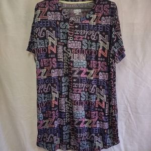 Secret Treasures Sleep Shirt Black Multi Colored Graphic print Short Sleeve L/XL